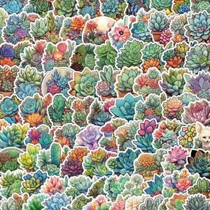 20 Cute Succulent Plant Stickers  - 20 Pieces Assorted